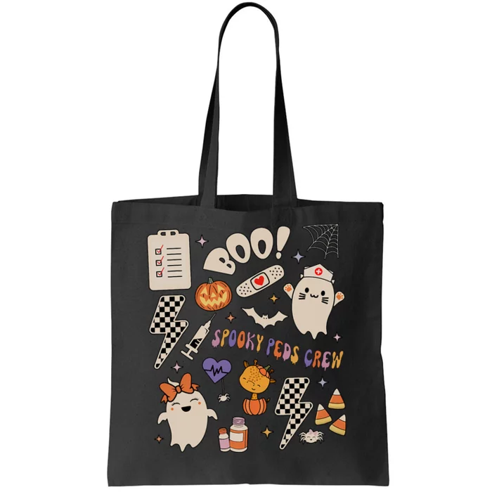 Boo Spooky Peds Crew Ghost Pediatric Nurse Halloween Tote Bag