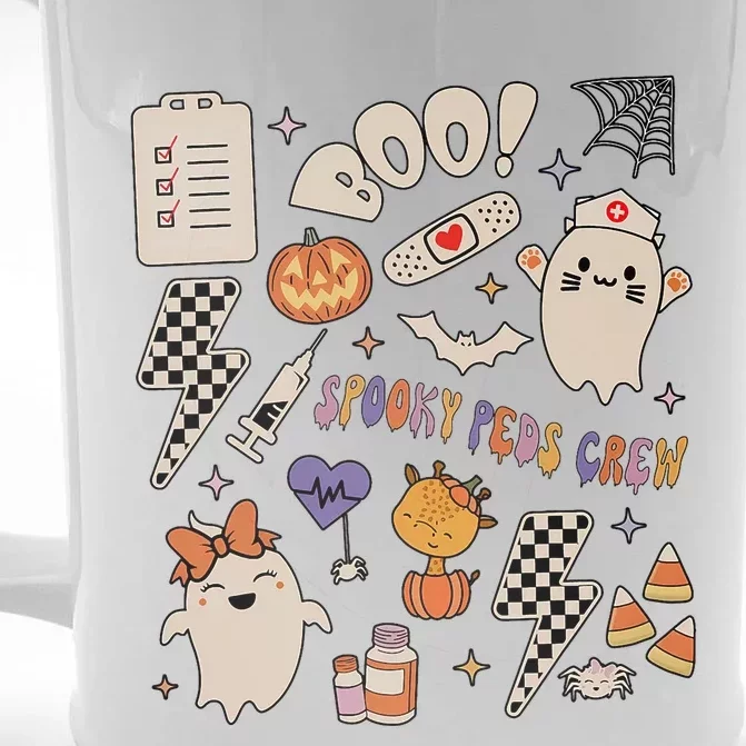 Boo Spooky Peds Crew Ghost Pediatric Nurse Halloween Front & Back Beer Stein