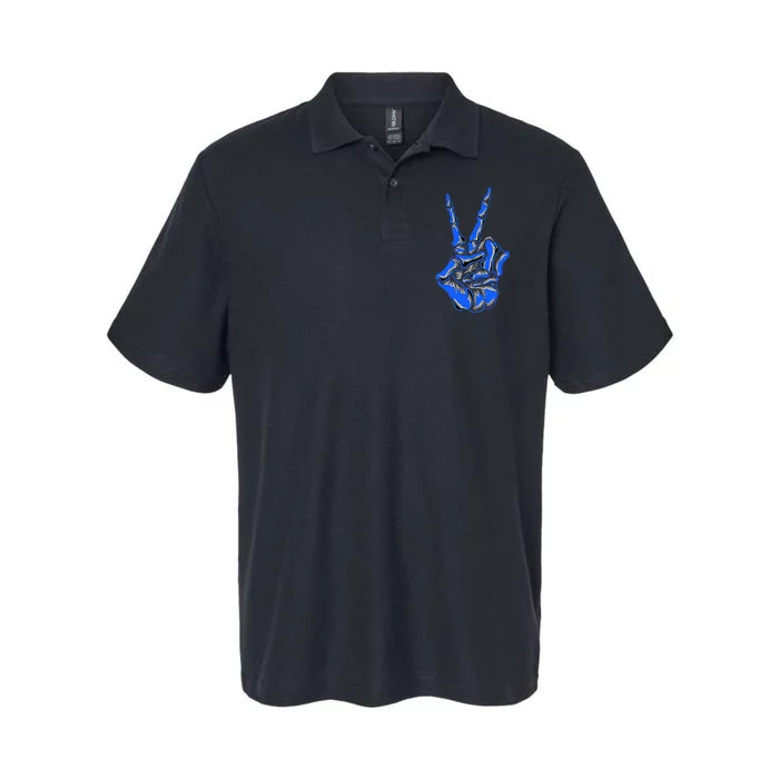 Blue Skeleton Peace Sign Blue Graphic Softstyle Adult Sport Polo