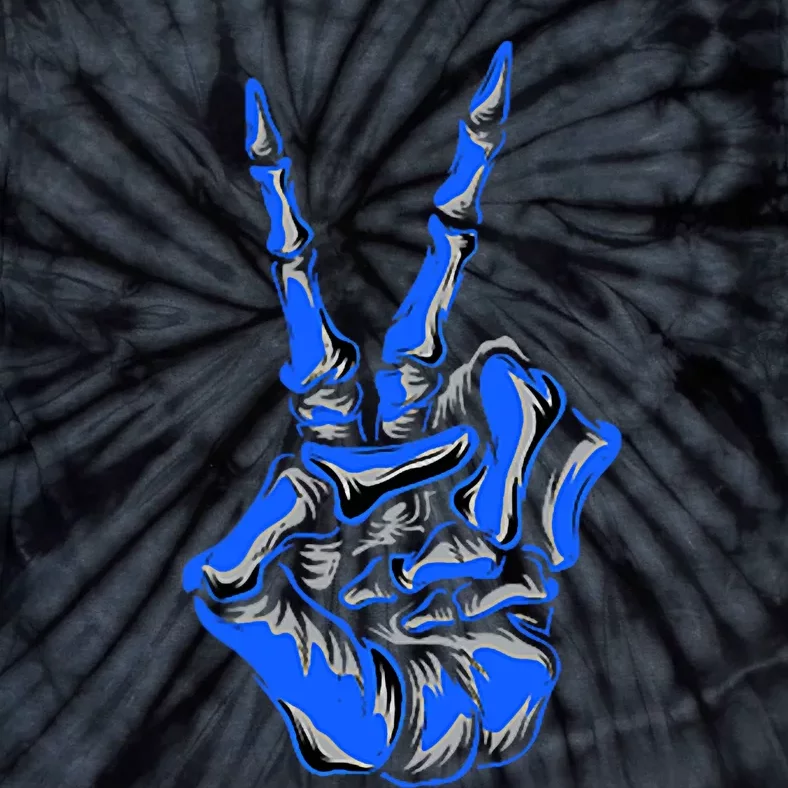 Blue Skeleton Peace Sign Blue Graphic Tie-Dye T-Shirt