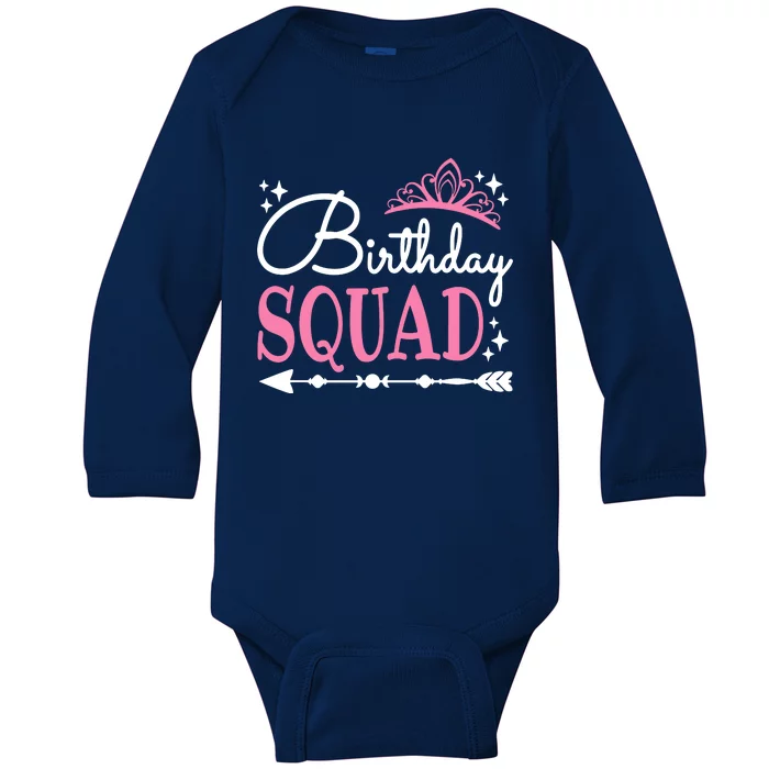 Birthday Squad Party Bday Queen Cute Baby Long Sleeve Bodysuit