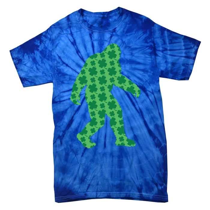 Bigfoot St Patrick's Day 4 Leaf Clover Sasquatch Graphic Gift Tie-Dye T-Shirt