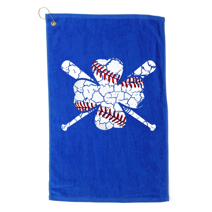 Baseball St Patricks Day Catcher Pitcher Shamrock Funny Gift Platinum Collection Golf Towel