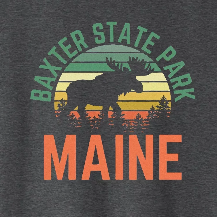 Baxter State Park Maine Moose Hiking Retro Sunset Women's Crop Top Tee