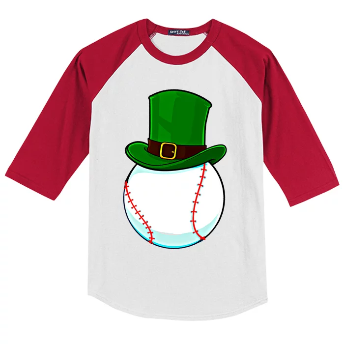 Baseball St Patricks Day Irish Catcher Pitcher Funny Gift Kids Colorblock Raglan Jersey