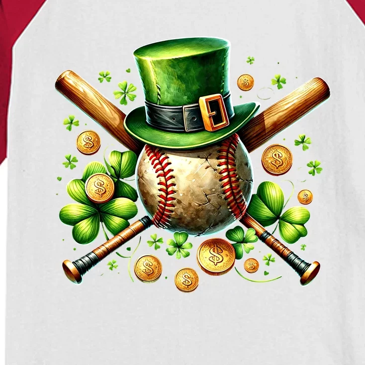 Baseball St PatrickS Day Lucky Irish Sport Clover Shamrock Gift Kids Colorblock Raglan Jersey