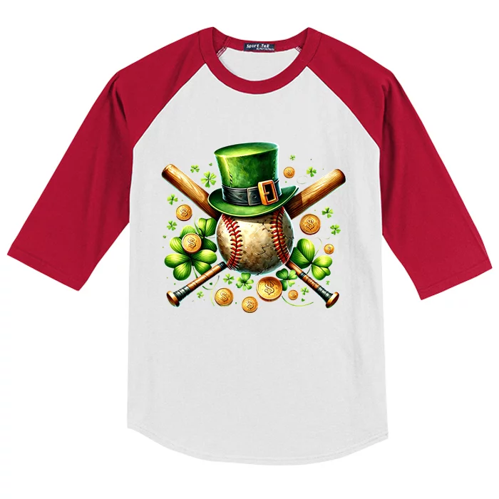 Baseball St PatrickS Day Lucky Irish Sport Clover Shamrock Gift Kids Colorblock Raglan Jersey