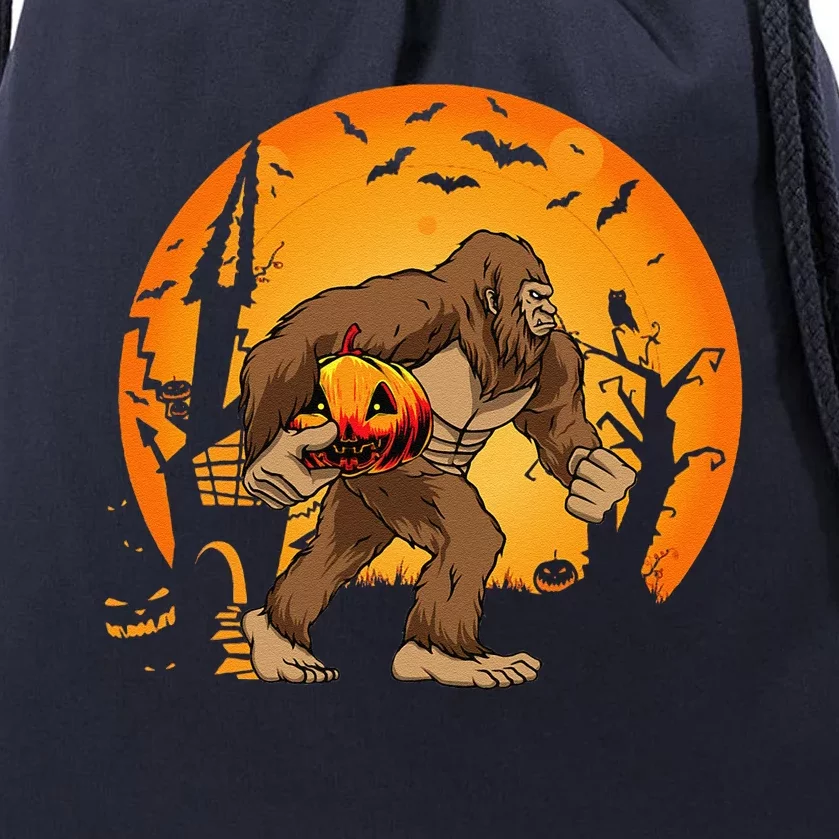 Bigfoot Sasquatch Pumpkin Funny Halloween Costume Outfit Drawstring Bag