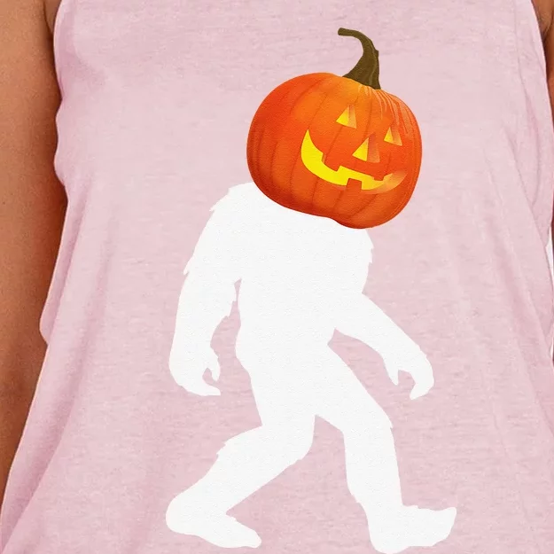 Bigfoot Sasquatch Pumpkin Halloween Costume Women's Knotted Racerback Tank