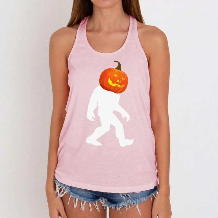 Bigfoot Sasquatch Pumpkin Halloween Costume Women's Knotted Racerback Tank