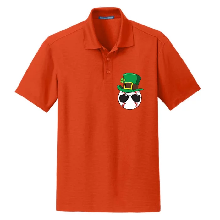 Baseball St Patricks Day Ball Shamrock Catcher Gift Dry Zone Grid Performance Polo