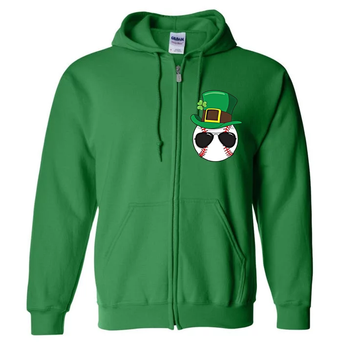 Baseball St Patricks Day Ball Shamrock Catcher Gift Full Zip Hoodie