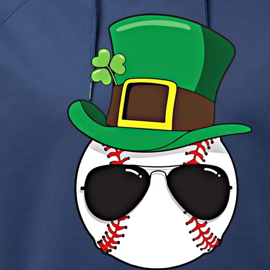 Baseball St Patricks Day Ball Shamrock Catcher Gift Performance Fleece Hoodie