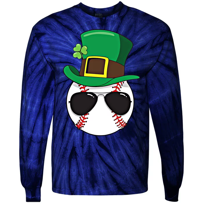 Baseball St Patricks Day Ball Shamrock Catcher Gift Tie-Dye Long Sleeve Shirt