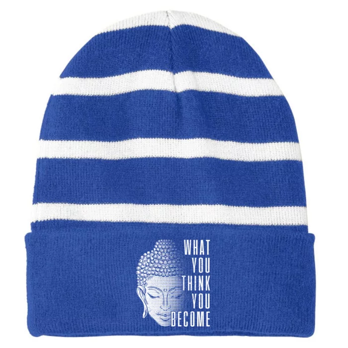 Buddha Spiritual Quote Buddhism Yogi Yoga Gift Striped Beanie with Solid Band