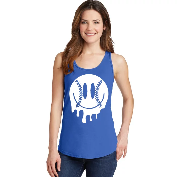 Baseball Smiley Retro Ladies Essential Tank