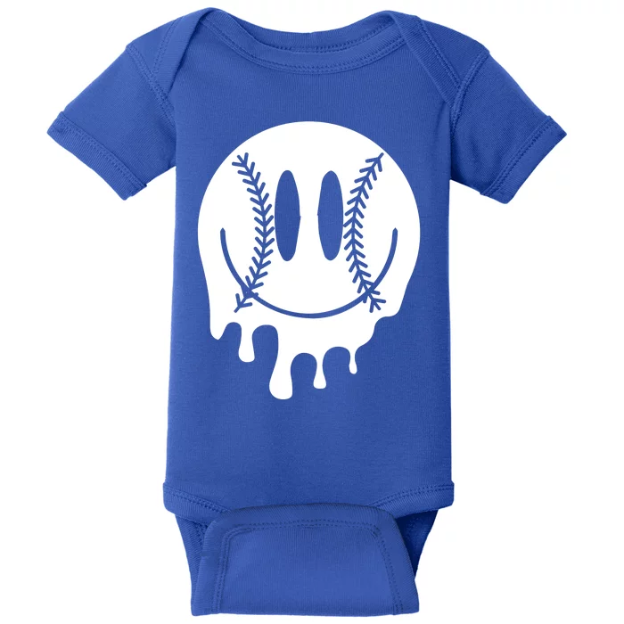 Baseball Smiley Retro Baby Bodysuit