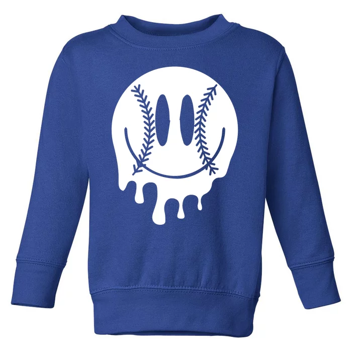 Baseball Smiley Retro Toddler Sweatshirt