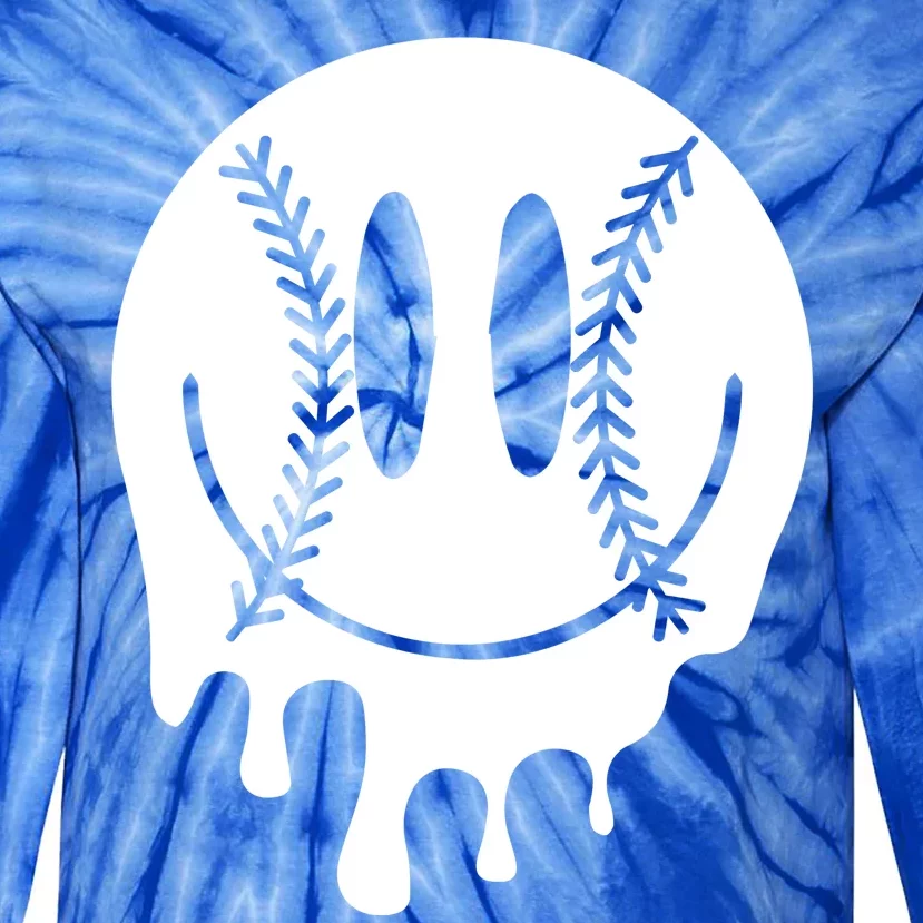 Baseball Smiley Retro Tie-Dye Long Sleeve Shirt