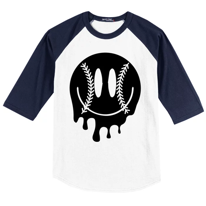 Baseball Smiley Retro Baseball Sleeve Shirt