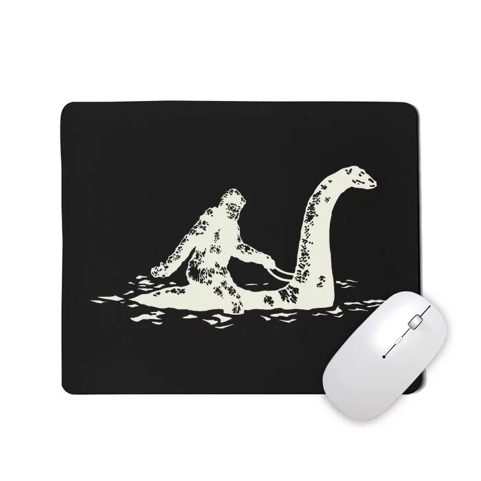 Bigfoot Sasquatch Riding The Loch Ness Monster FunnyShort Sleeve Mousepad