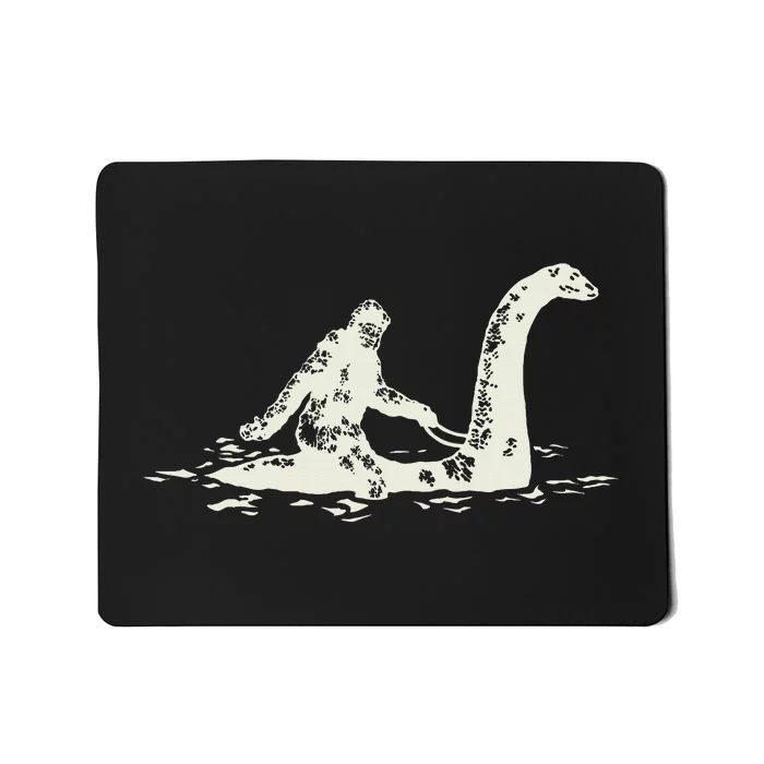 Bigfoot Sasquatch Riding The Loch Ness Monster FunnyShort Sleeve Mousepad