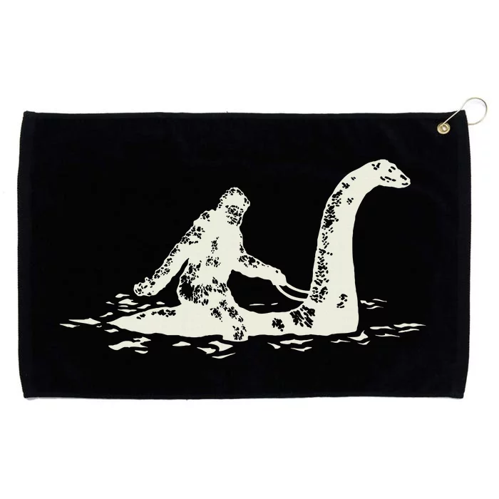 Bigfoot Sasquatch Riding The Loch Ness Monster FunnyShort Sleeve Grommeted Golf Towel