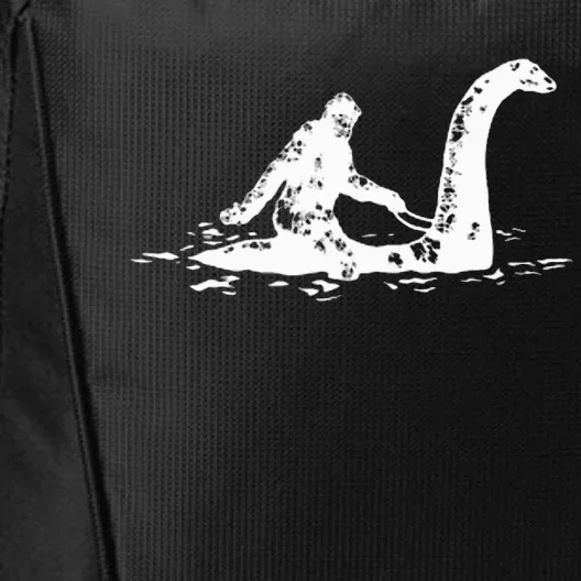 Bigfoot Sasquatch Riding Loch Ness Monster City Backpack