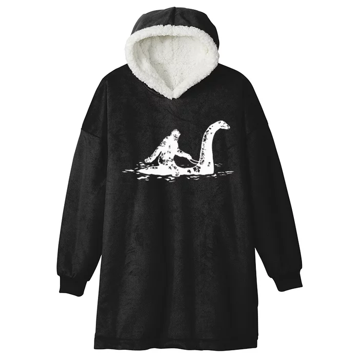 Bigfoot Sasquatch Riding Loch Ness Monster Hooded Wearable Blanket