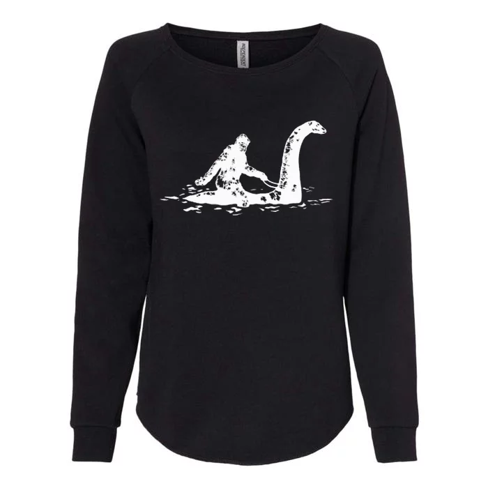 Bigfoot Sasquatch Riding Loch Ness Monster Womens California Wash Sweatshirt