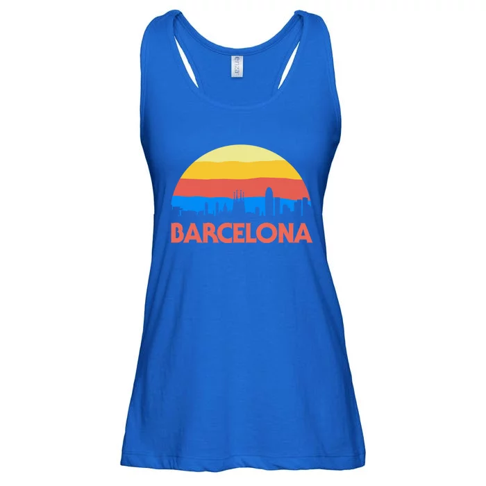 Barcelona Spain Retro Tourism Cool Gift Ladies Essential Flowy Tank