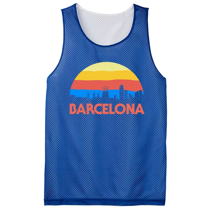 Barcelona Spain Retro Tourism Cool Gift Mesh Reversible Basketball Jersey Tank