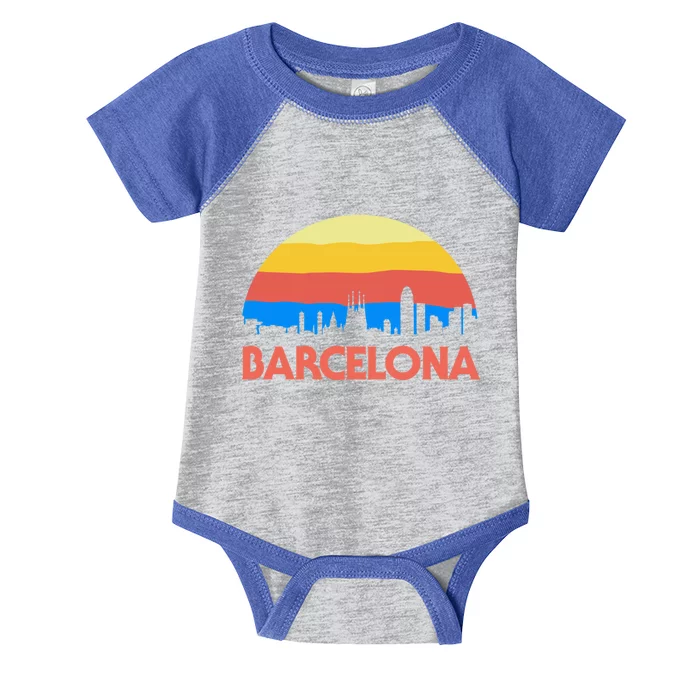 Barcelona Spain Retro Tourism Cool Gift Infant Baby Jersey Bodysuit