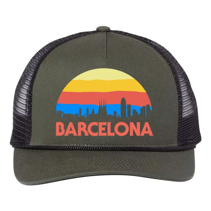 Barcelona Spain Retro Tourism Cool Gift Retro Rope Trucker Hat Cap