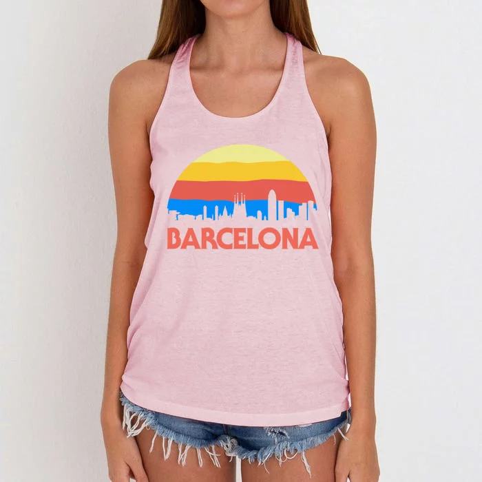 Barcelona Spain Retro Tourism Cool Gift Women's Knotted Racerback Tank