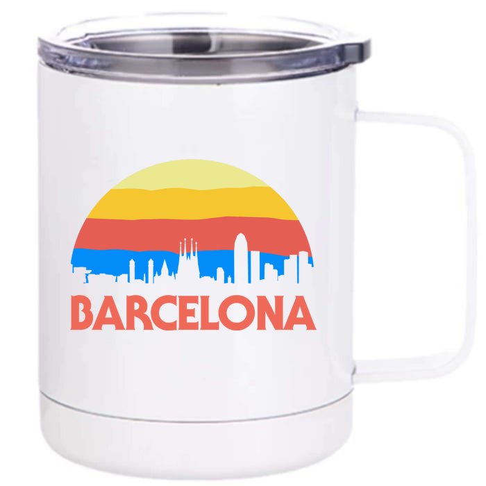 Barcelona Spain Retro Tourism Cool Gift Front & Back 12oz Stainless Steel Tumbler Cup