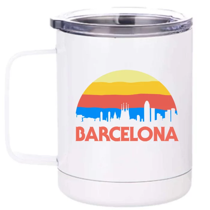 Barcelona Spain Retro Tourism Cool Gift Front & Back 12oz Stainless Steel Tumbler Cup