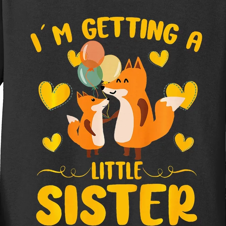 Baby Sister Reveal Im Getting A Little Sister Cute Fox Kids Long Sleeve Shirt