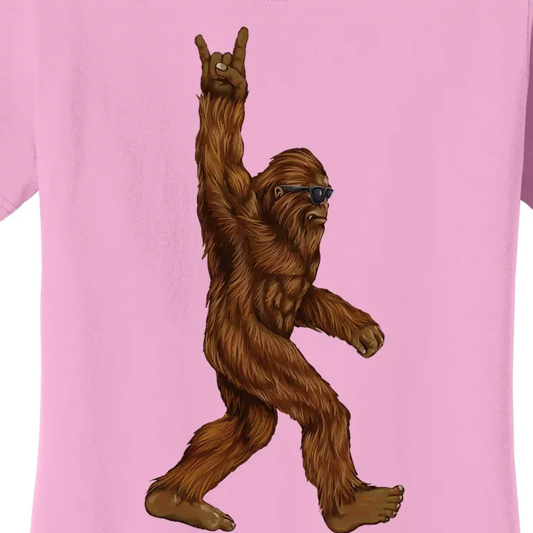 Bigfoot Sasquatch Rock and Roll Sunglasses Rock On Women's T-Shirt