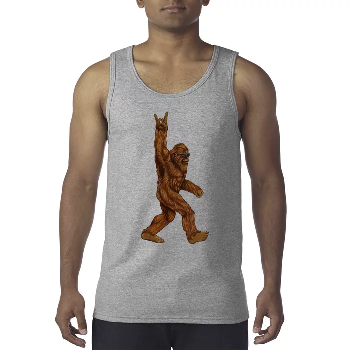 Bigfoot Sasquatch Rock and Roll Sunglasses Rock On Tank Top