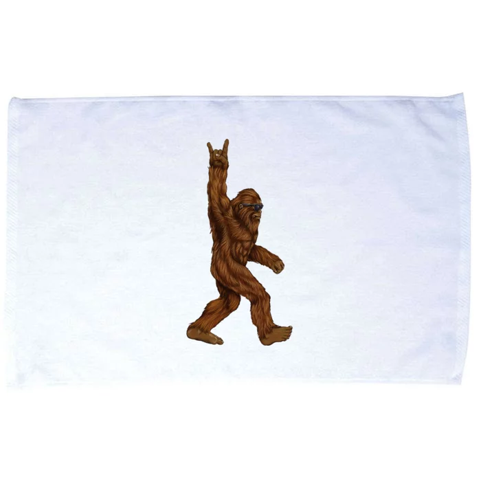 Bigfoot Sasquatch Rock and Roll Sunglasses Rock On Microfiber Hand Towel