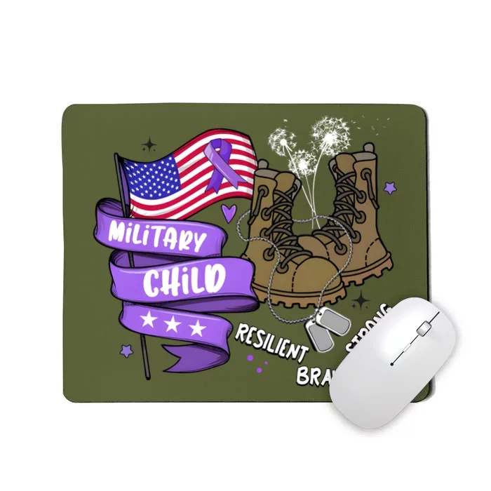 Brave Strong Resilient Military Child Us Flag Mousepad