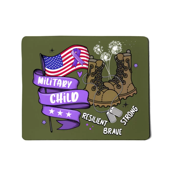 Brave Strong Resilient Military Child Us Flag Mousepad