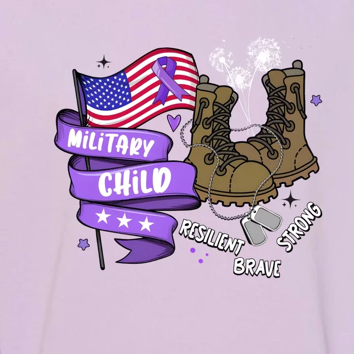 Brave Strong Resilient Military Child Us Flag Garment-Dyed Sweatshirt