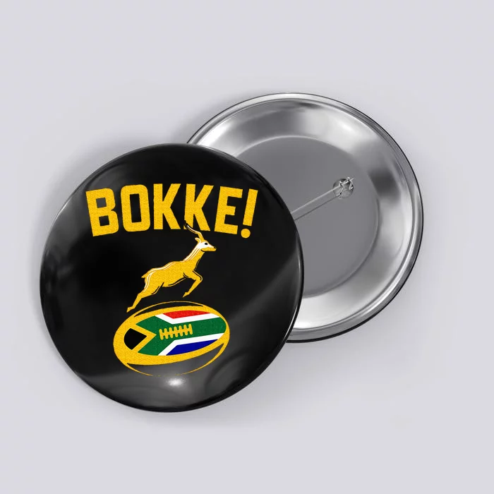 Bokke! Springbok Rugby South African Flag Button