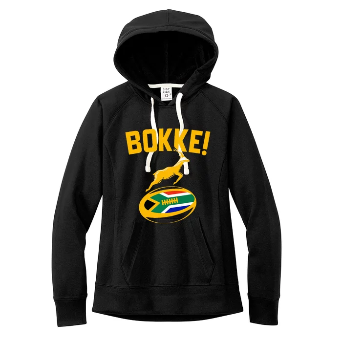 Bokke! Springbok Rugby South African Flag Women's Fleece Hoodie