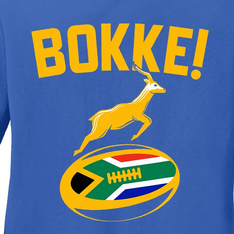 Bokke! Springbok Rugby South African Flag Ladies Long Sleeve Shirt