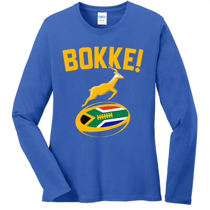 Bokke! Springbok Rugby South African Flag Ladies Long Sleeve Shirt