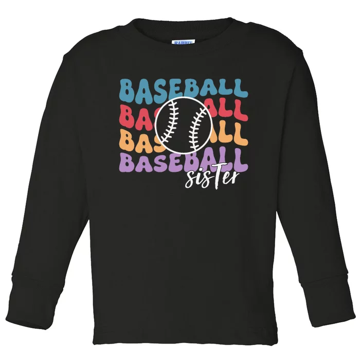 Baseball Sister Retro Big Sister Baseball For  Softball Toddler Long Sleeve Shirt