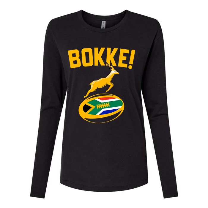 Bokke! Springbok Rugby South African Flag Womens Cotton Relaxed Long Sleeve T-Shirt